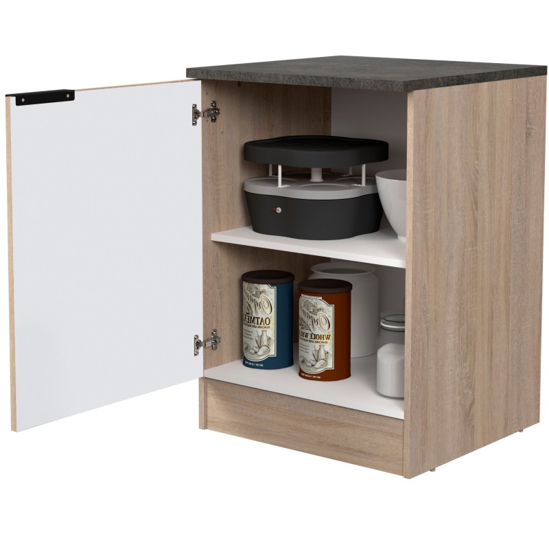 Módulo Cocina Inferior Arko 1 Puerta Roble Áspero y Negro 60x60 cm