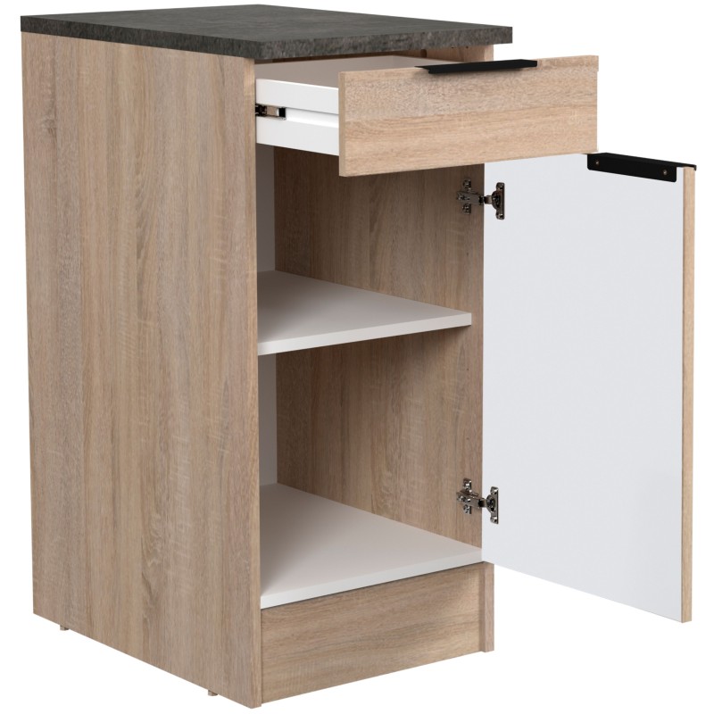 Módulo Cocina Inferior Arko 1C 1P Roble Áspero y Negro 40x60 cm