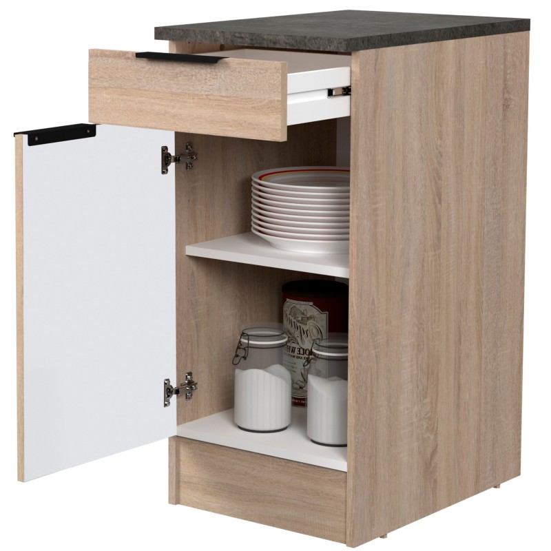 Módulo Cocina Inferior Arko 1C 1P Roble Áspero y Negro 40x60 cm