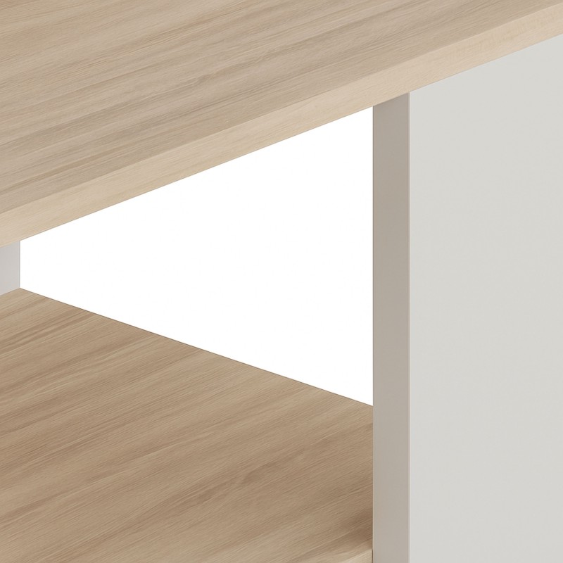 Mesa de centro Salón See Blanco Mate y Roble Cambrian 90x46 cm