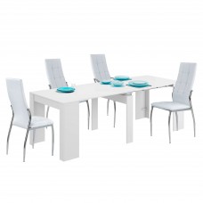 Conjunto Mesa con 4 Sillas Color Blanco Brillo