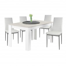 Conjunto Mesa y 4 Sillas Color Gris Cemento y Blanco