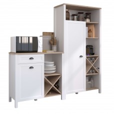 Pack 2 Buffets Cocina Coper Color Blanco y Roble Jackson
