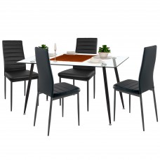 Conjunto Mesa Comedor Cristal con 4 Sillas Color Negro