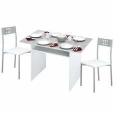 Conjunto Mesa con 2 Sillas Color Blanco y Cemento