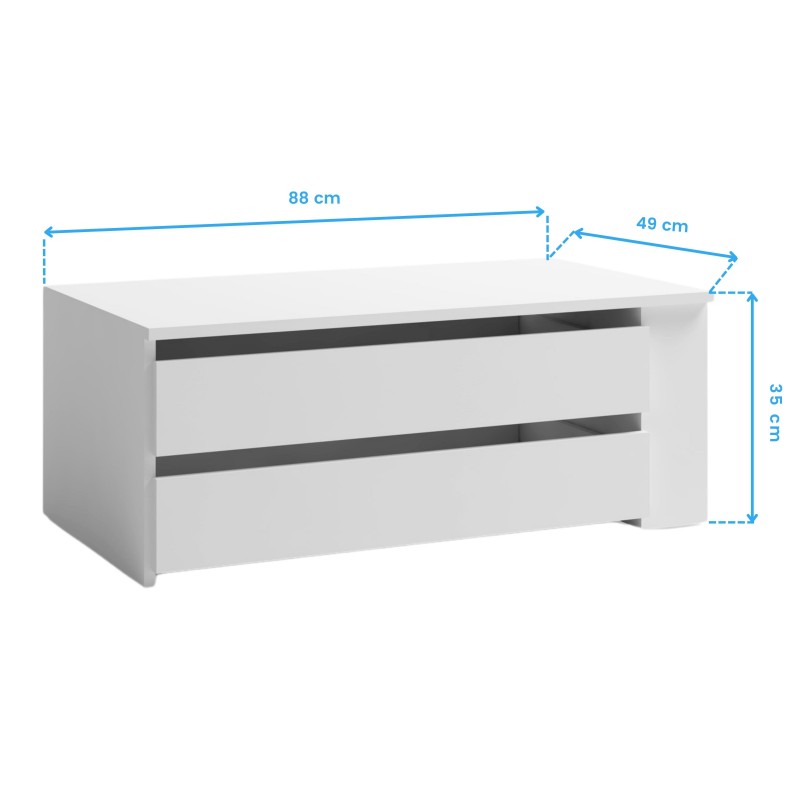 Cajonera de Armario Mueble Auxiliar Pequeño Sava Blanco Mate 88x35x49 cm