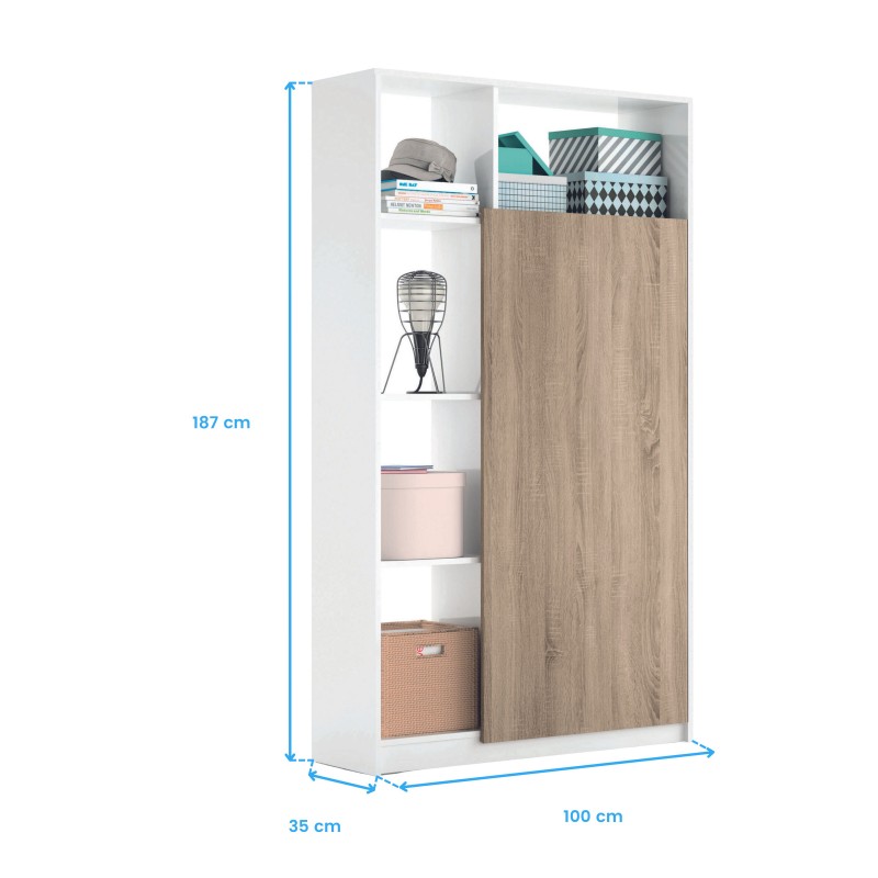 Mueble de Entrada Recibidor Neo Blanco Brillo y Roble Cambrian 100 cm Mueble de Entrada Recibidor Neo Blanco Brillo y Roble Cambrian 100 cm