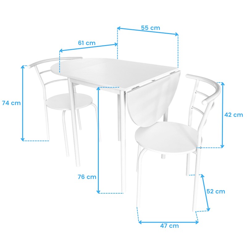 Conjunto Mesa + 2 sillas Blanco Butterfly