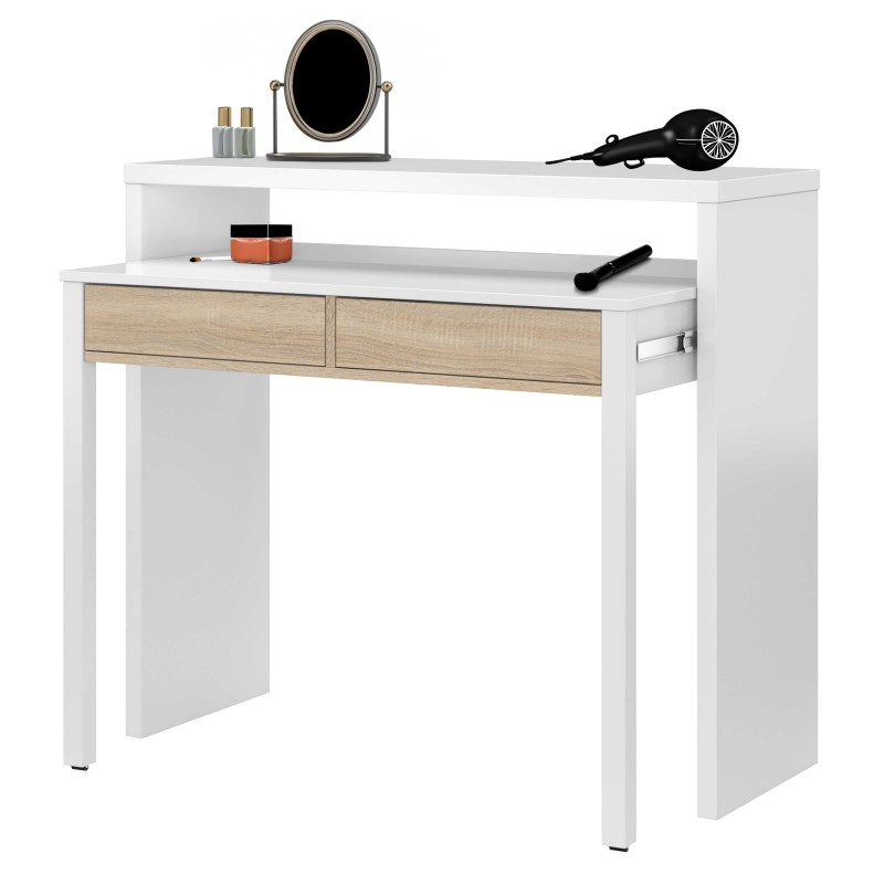Mesa Escritorio Extensible Blanco Artik Y Roble Canadian 99 cm Mesa Escritorio Extensible Blanco Artik Y Roble Canadian 99 cm