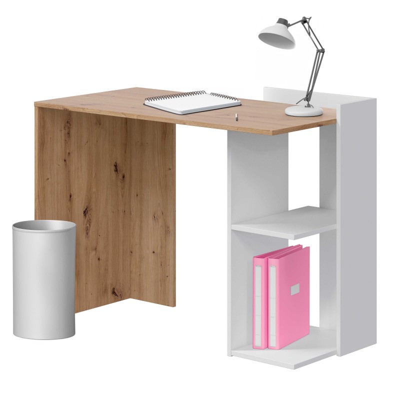 Mesa escritorio Kenia Roble Nodi y Blanco Artik 100 cm Mesa escritorio Kenia Roble Nodi y Blanco Artik 100 cm