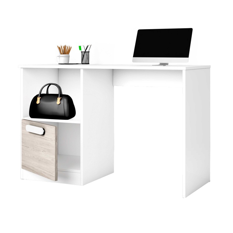 Mesa Escritorio Estelle Juvenil Color Blanco Mate y Roble Sahara 100 cm