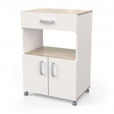 Mueble Auxiliar Cocina con Ruedas Color Roble Kronberg y Blanco Mate 60x88 cm