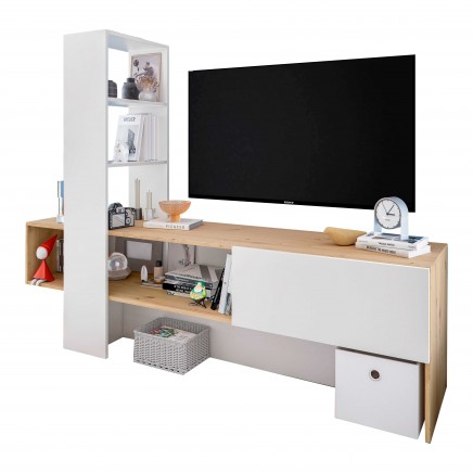 Mueble De Salón TV Liss en Roble Nodi y Blanco artik 178 cm