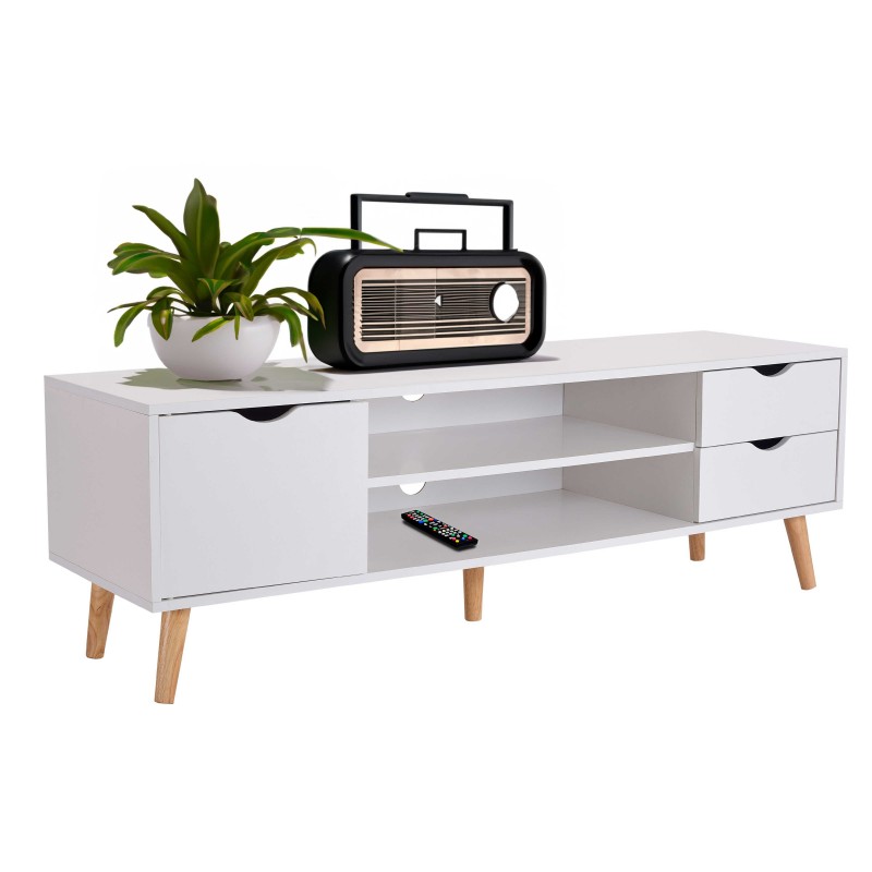Mueble de TV Fiona Estilo Nórdico en Blanco 140x46x40 cm Mueble de TV Fiona Estilo Nórdico en Blanco 140x46x40 cm