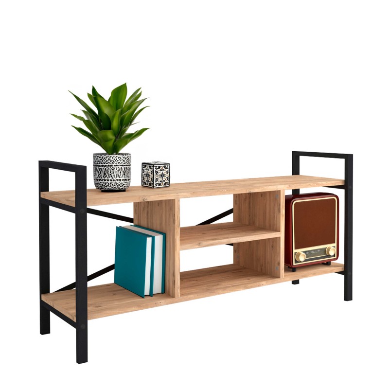 Mueble TV Rus Estilo Industrial Safir y Negro 120 cm