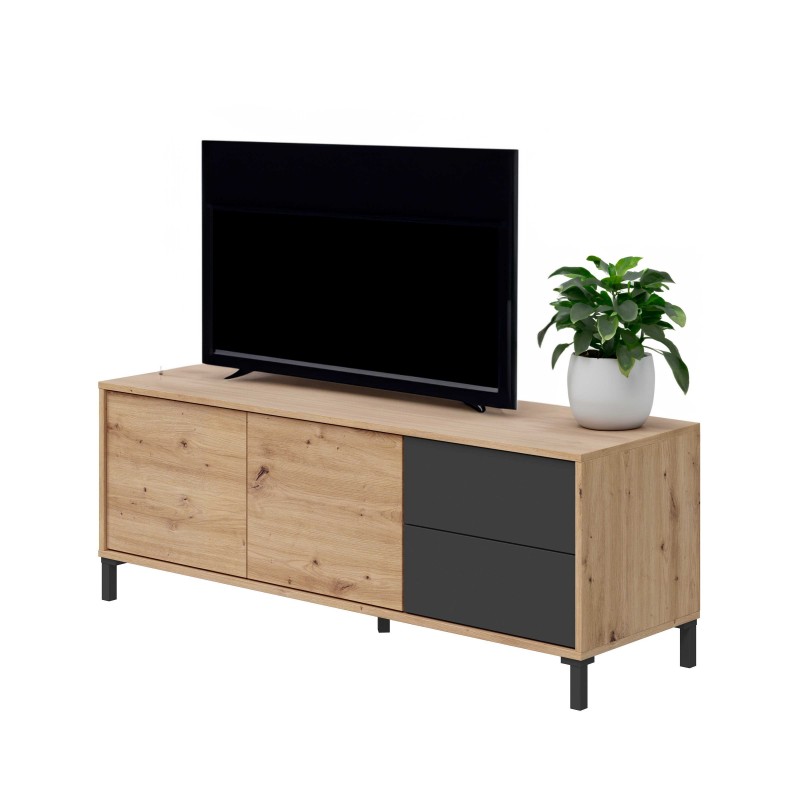 Mueble TV Brooklyn 130 cm Color Roble Nodi y Gris Antracita Mueble TV Brooklyn 130 cm Color Roble Nodi y Gris Antracita