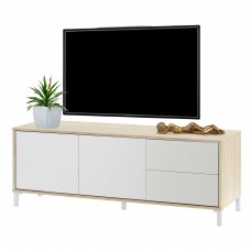 Mueble TV Brooklyn 130 cm color roble Canadian y Blanco Artik Mueble TV Brooklyn 130 cm color roble Canadian y Blanco Artik