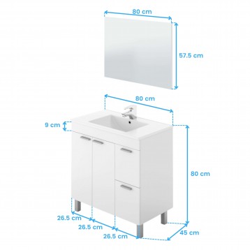 Mueble Baño y Espejo Cotas 