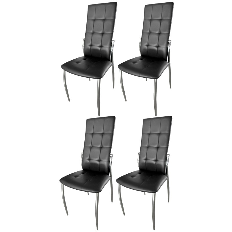 Sillas De Comedor Moderna Laci De Polipiel Y Metal Cromado Color Negro Sillas De Comedor Moderna Laci De Polipiel Y Metal Cromado Color Negro