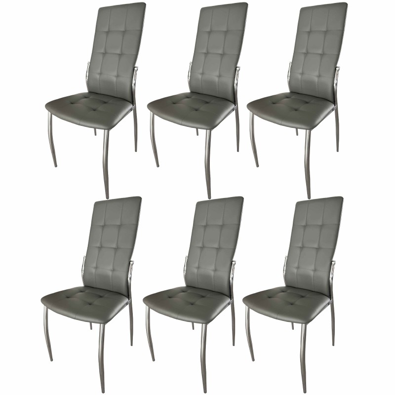 Sillas De Comedor Moderna Laci De Polipiel Y Metal Cromado Color Gris
