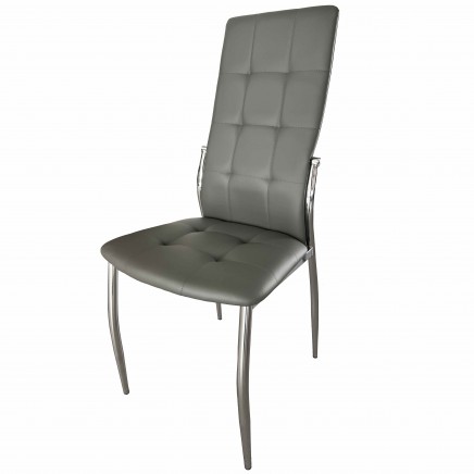 Sillas De Comedor Moderna Laci De Polipiel Y Metal Cromado Color Gris