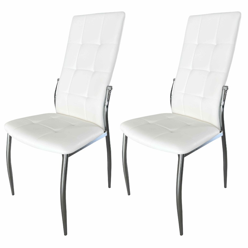 Sillas De Comedor Moderna Laci De Polipiel Y Metal Cromado Color Blanco