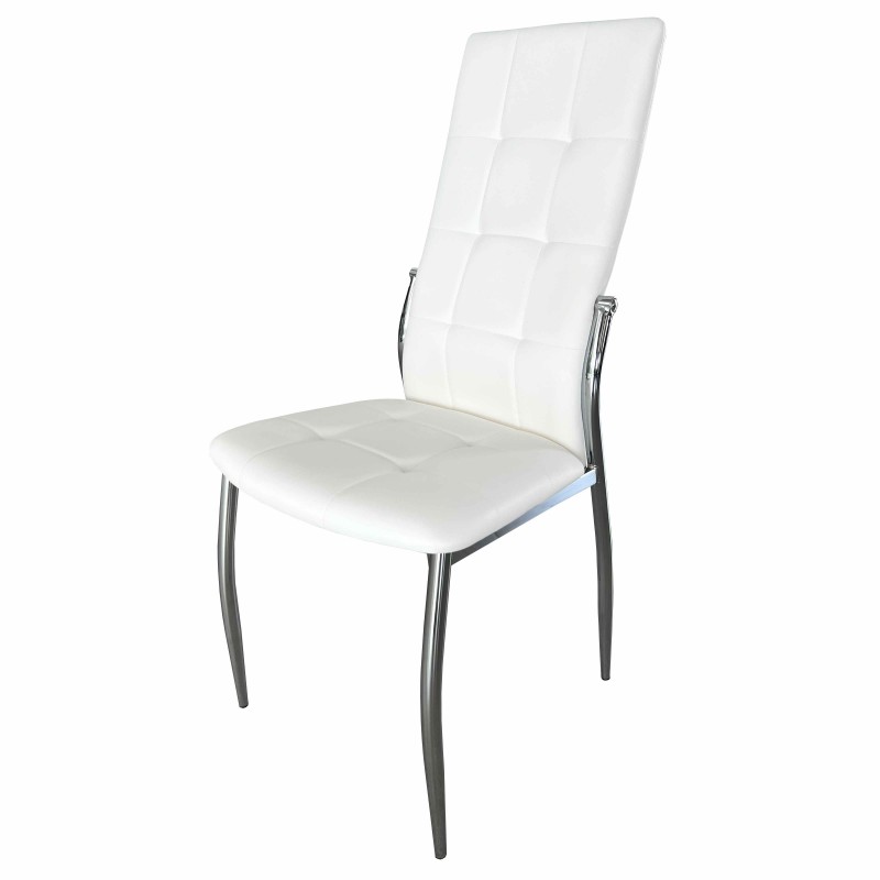 Sillas De Comedor Moderna Laci De Polipiel Y Metal Cromado Color Blanco Sillas De Comedor Moderna Laci De Polipiel Y Metal Cromado Color Blanco