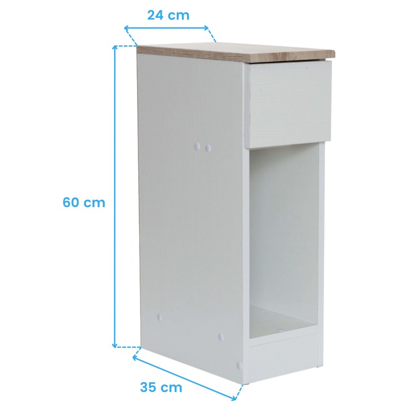 Mesita Slim Blanca y Taupe Cotas