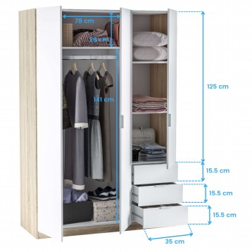 Pack Juvenil Blanco Artik y Roble Canadian Armario Cota 2