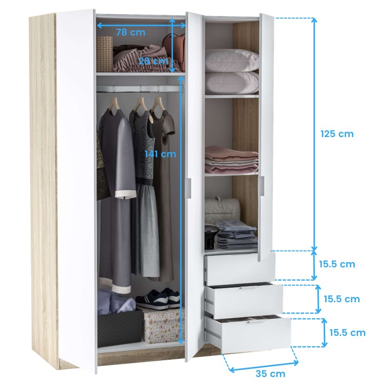 Pack Juvenil Blanco Artik y Roble Canadian Armario Cota 2