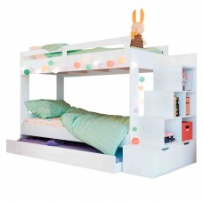 Litera Juvenil Mika Con Cajón Inferior y Estantería Color Blanco 232x99x84 cm