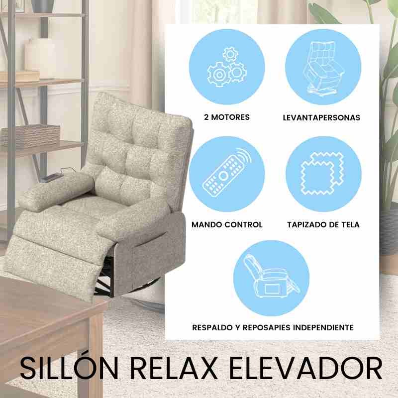 Sillón Relax Elevador Salón Seren Color Gris Sillón Relax Elevador Salón Seren Color Gris