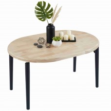 Mesa de Comedor Extensible Napi Redonda Roble Nordish y Negro 100-180x100 cm