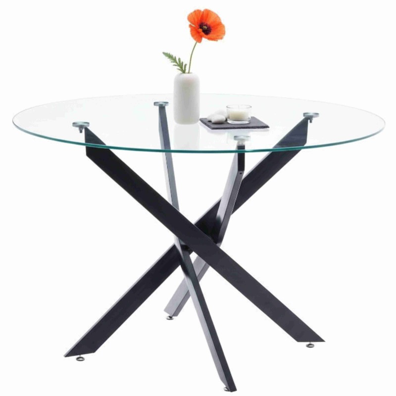 Mesa Comedor Redonda Crest Cristal Color Negro 110x74 cm Mesa Comedor Redonda Crest Cristal Color Negro 110x74 cm
