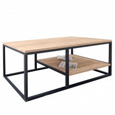 Mesa de Centro Fija Rus en Roble Safir y Negro 105x50 cm