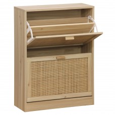 Mueble Zapatero Recibidor Deco 2 Puertas Rattan Color Pino 60 cm