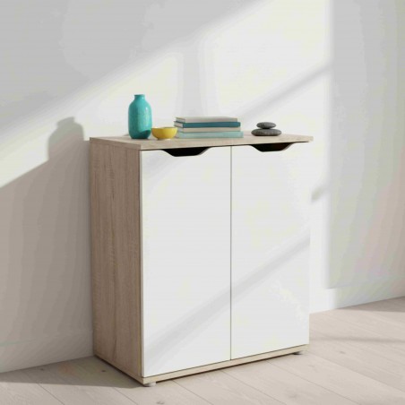 Aparador Salón Parc 2P Color Roble Sonoma y Blanco Mate 67 cm