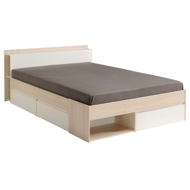 Cama de Matrimonio Much Acacia Blanco 135/140x190/200 cm