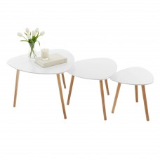 Juego de 3 Mesas de Centro Nido Miléo en Color Blanco