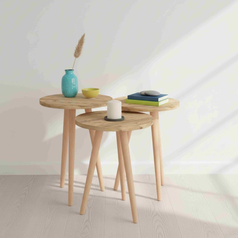 Mesas de Centro Para Salón 3 Unidades Roble Safir y Haya Mesas de Centro Para Salón 3 Unidades Roble Safir y Haya