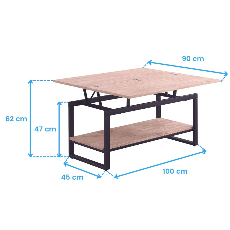 Mesa Steve Madera y Negro Cotas