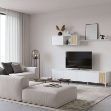 Mueble De Salón Ethna En Color Blanco Artik Y Natur 200 cm Mueble De Salón Ethna En Color Blanco Artik Y Natur 200 cm