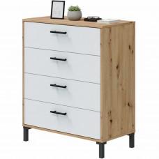 Cómoda de 4 Cajones Lúmina en Blanco Artik y Roble Nodi 78x94 cm Cómoda de 4 Cajones Lúmina en Blanco Artik y Roble Nodi 78x94 cm