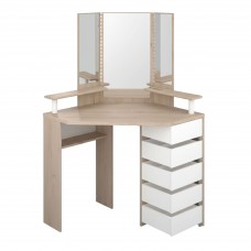 Tocador de Dormitorio California con Espejo y LED Roble y Blanco 142x114x61 cm Tocador de Dormitorio California con Espejo y LED Roble y Blanco 142x114x61 cm