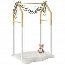 Mueble Infantil Burro de Ropa Forma de Casa en Blanco y Roble Claro 60x100x37 cm