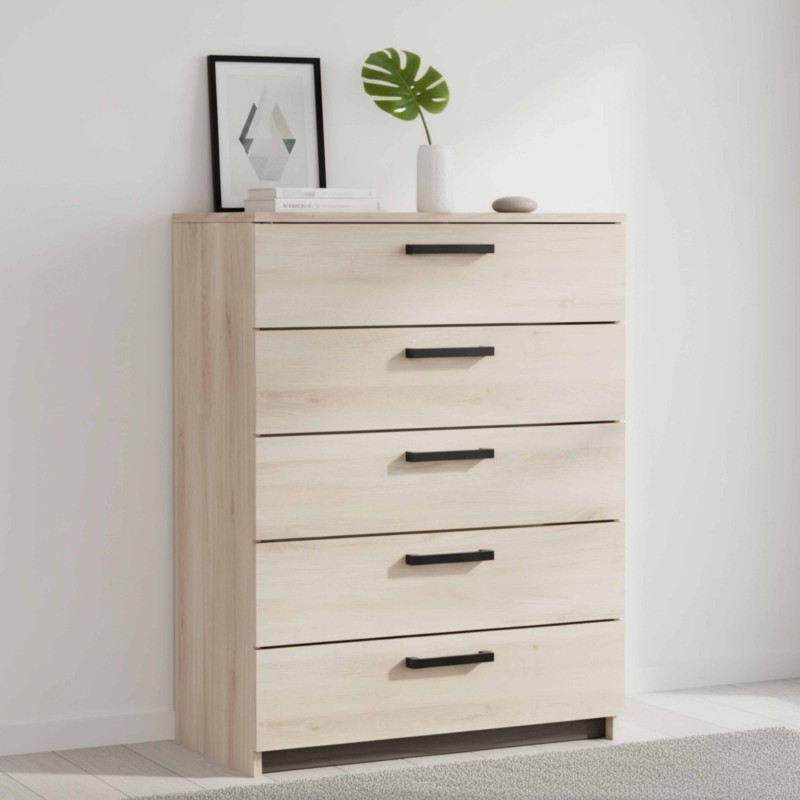 Cómoda Watson 5 cajones Roble kronberg y Roble waterford 80x103 cm