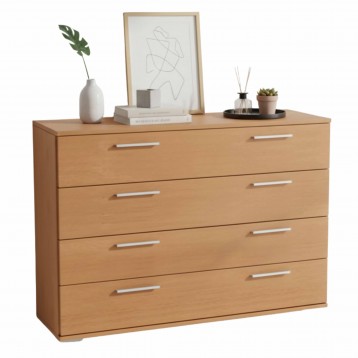 Cómoda Ancha Clásica Color Cerezo 4 Cajones 102x82 cm