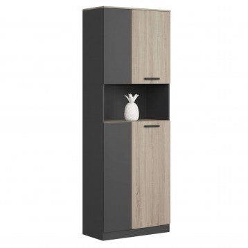 Estantería Alta de Oficina Nibis Color Roble Sonoma y Gris Antracita Colección Nibis 80x223x40 cm