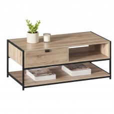 Mesa de centro fija Aliaj negro y roble claro 100x50 cm