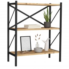 Estantería Rus 3 Niveles Metal 66x85x34 cm Negro y Roble Shafir